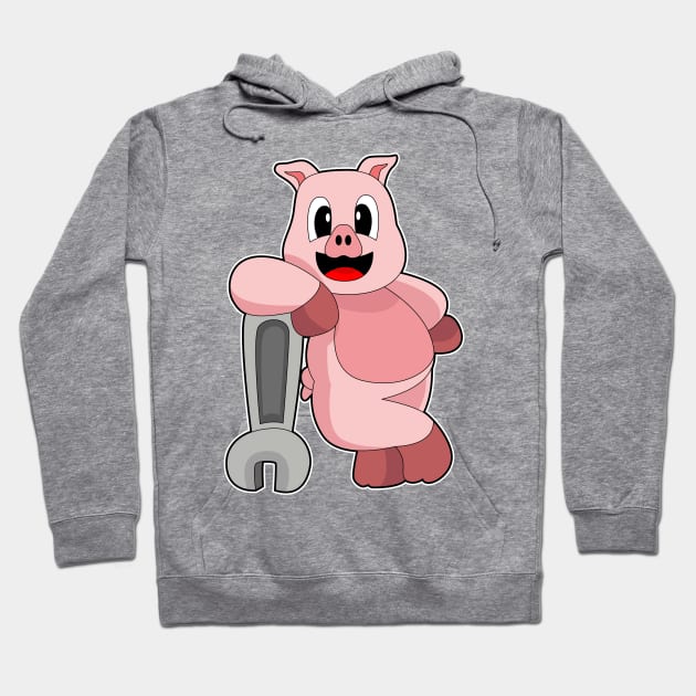 Pig Mechanic Wrench Hoodie by Markus Schnabel